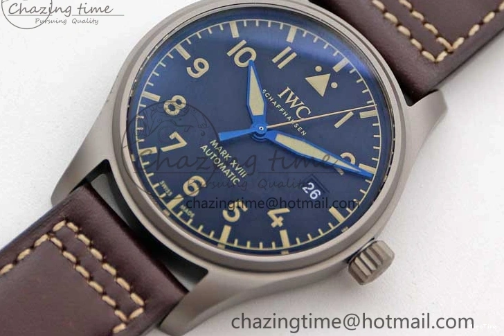 MIROTIME 0315 Mark XVIII IW327006 Titanium M+F 1:1 Best Edition Black Dial on Brown Leather Strap A Efficient 7052